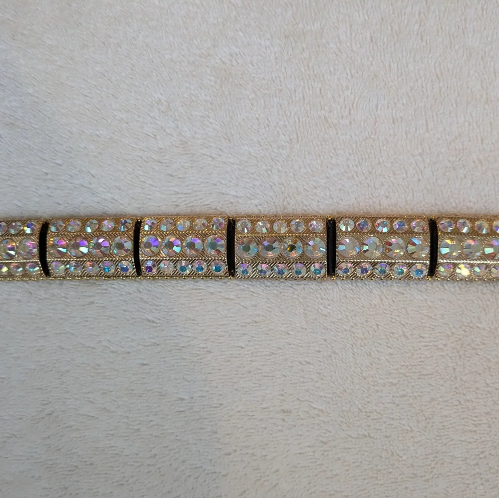 Christine Alexander Belt Western Black Leather Embellished Rhinestone Crystal M - Picture 5 of 9